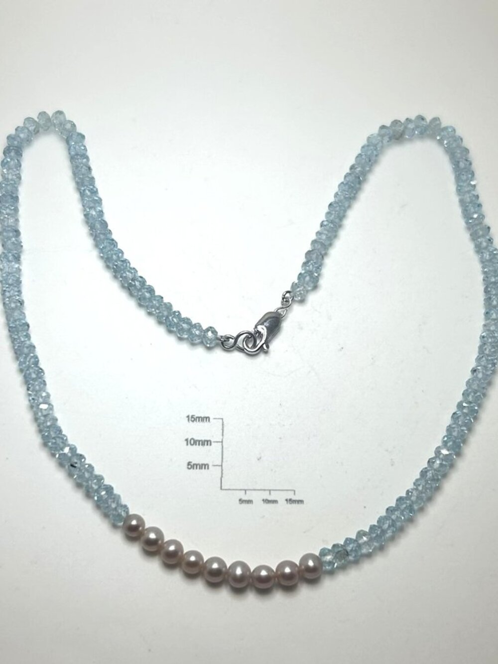 Blue Topaz with Freshwater Pearls Necklace.